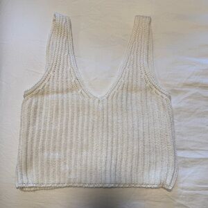 Cream Knit Sleeveless Top